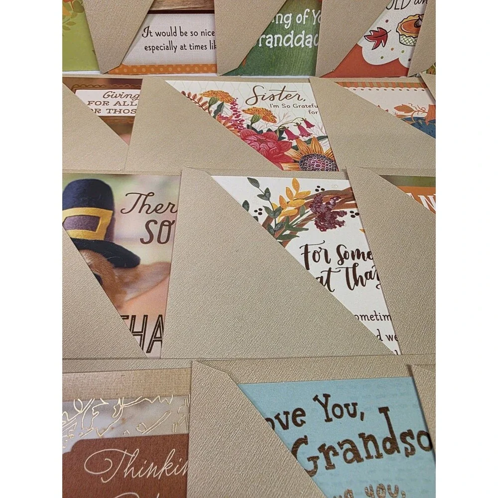 Thanksgiving Day Greeting Cards w/ Envelopes (30 Cards w/ Greetings Inside)